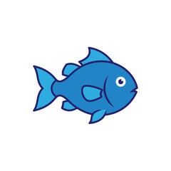 Fototapeta premium Cute Blue Fish Illustration