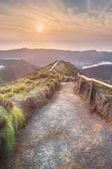 Naklejka premium Mountain landscape Ponta Delgada island, Azores