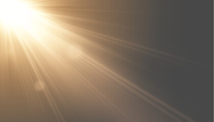 Golden sun flare PNG with bright diagonal light beams from top left © LILIIA SMIRNOVA
