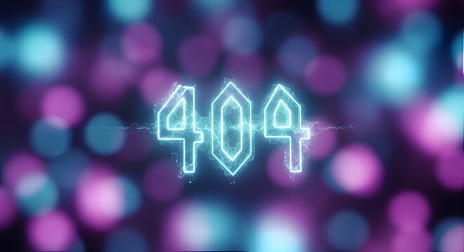 Error 404 neon cyber background concept.