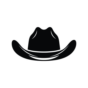 Black western cowboy hat silhouette icon for country style fashion and wild west ranch theme designs