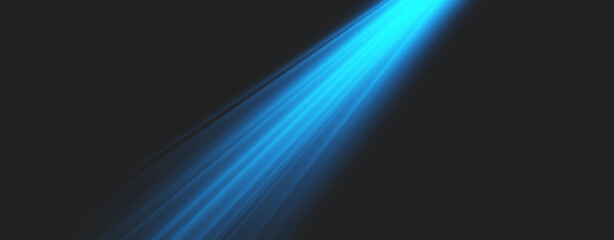 Obraz premium Diagonal blue light beam with glowing effect on black background