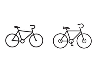 Obraz premium Two simple bicycle line drawings side by side on white background