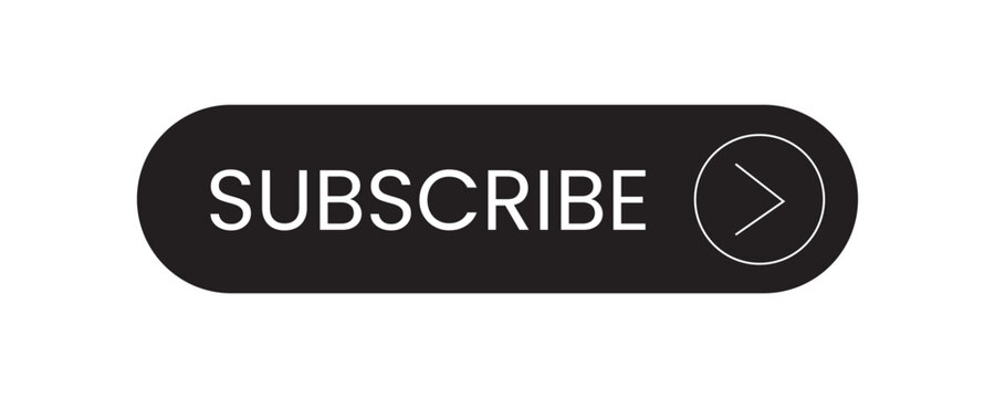 Black Subscribe CTA Button Minimal Flat Web UI Design with Arrow Icon Vector Isolated on White Background