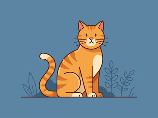 Obraz premium Orange tabby cat sitting upright, perfect for pet products, veterinary services, animalthemed designs, cat lovers, and greeting cards.