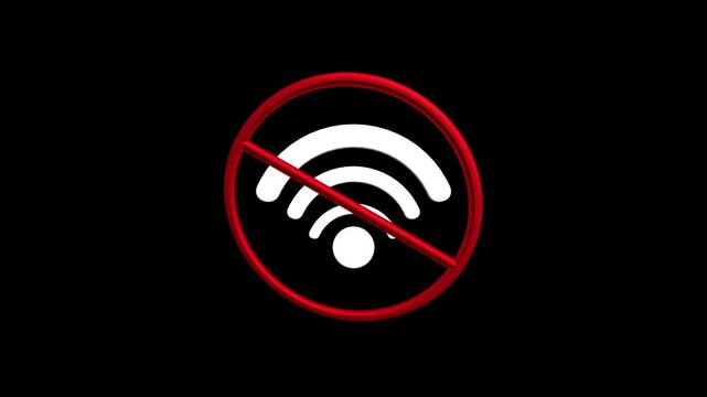 No Wifi allowed 3D icon Animation. Alpha matte with transparent background 4K resolution.