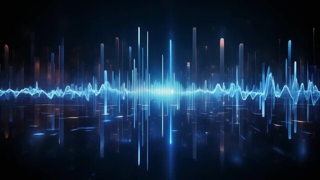 3D render AI artificial intelligence voice assistant circular sound wave, audio frequency visualization and digital equalizer, smart voice recognition and human-computer interaction concept video 4k
