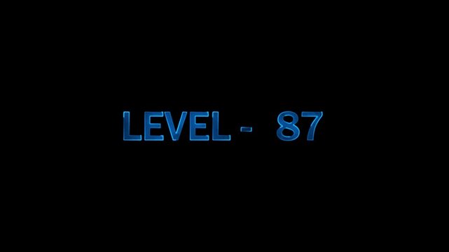 Level 87 text appearing on dark background with blue futuristic glowing neon effect