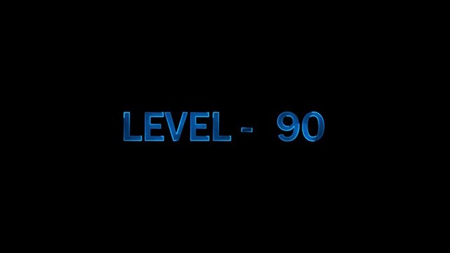 Level 90 displayed on black background with blue shimmering light effect for gaming or challenge concept