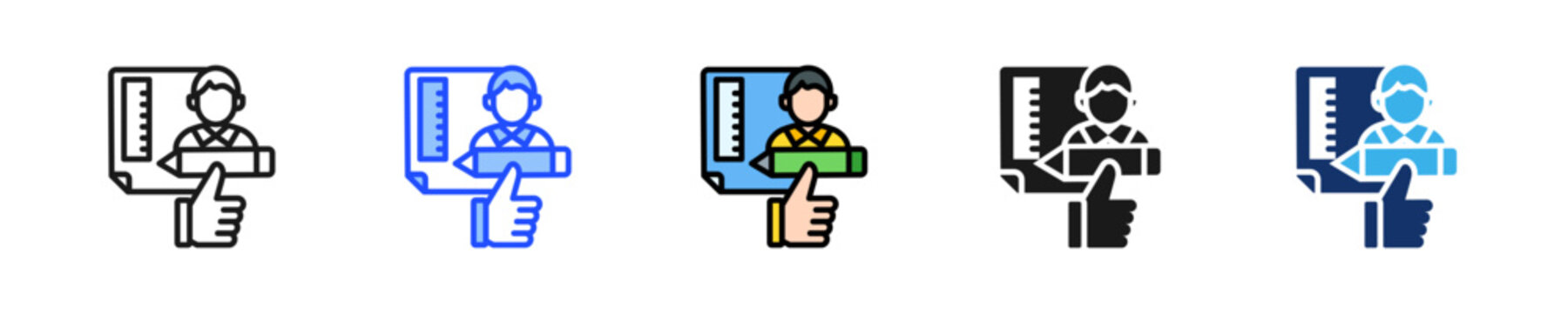 Design Approval Icon Collection With Multiple Styles