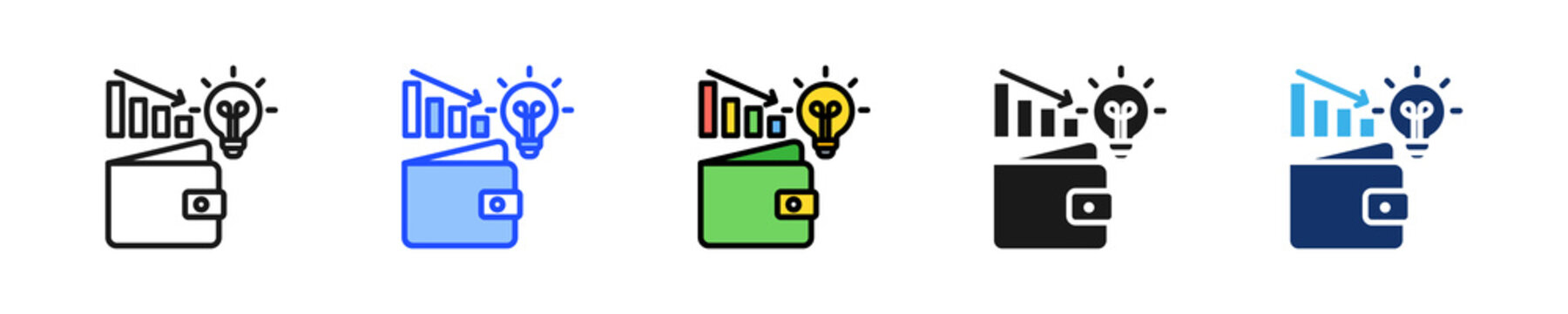 Cost Saving Strategy Icon Collection With Multiple Styles