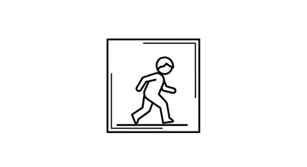 Fototapeta premium Running Man Icon: Simple Line Art of a Person in Motion Inside a Square Frame