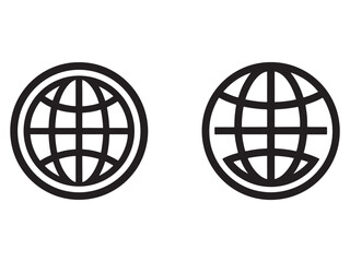 Fototapeta premium Black and white globe icons with grid lines on transparent background for global or international concepts earth symbol
