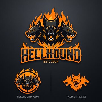 Minimalist Anime Cerberus Hellhound Vector Logo Design