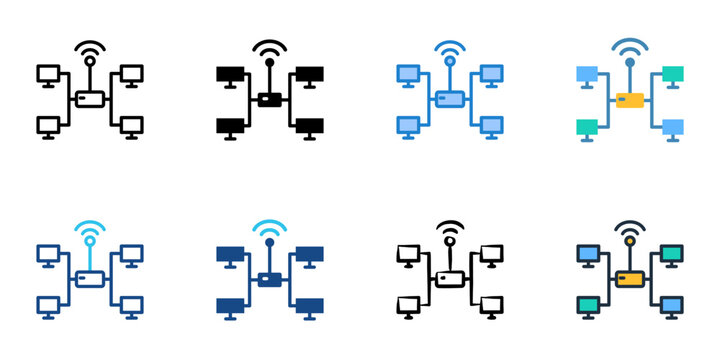 Extranet icons set multiple style collection. Editable stroke 
