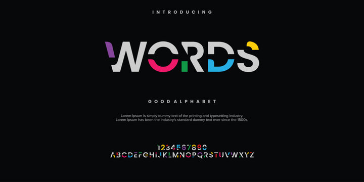 Words Modern abstract digital alphabet font. Minimal technology typography, Creative urban sport fashion futuristic font and with numbers. vector illustration