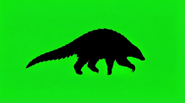 Video Silhouette of a Pangolins are running on the green screen background
