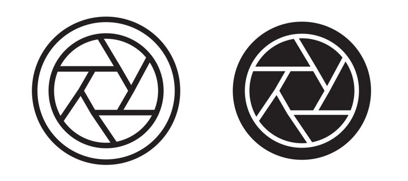 Camera shutter icon In Flat and stroke Style Vector For App, UI, Websites. Black Vector Illustration.