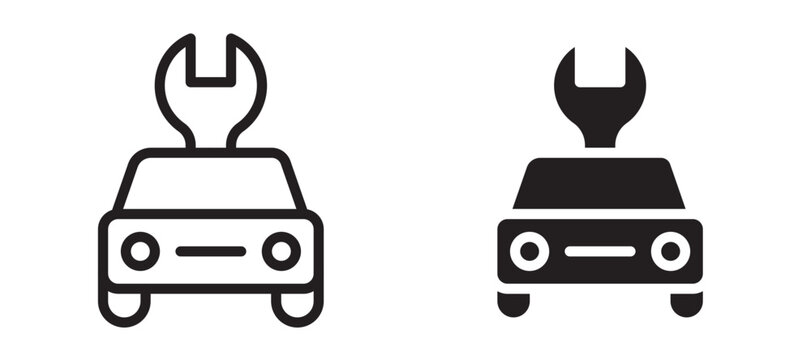 Car repair icon In Flat and stroke Style Vector For App, UI, Websites. Black Vector Illustration.