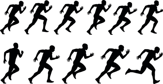 Running man silhouette sequence