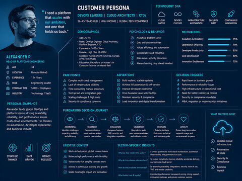 Customer persona for ai cloud devops platform enterprise kdp interior sheet modern minimalist image layout