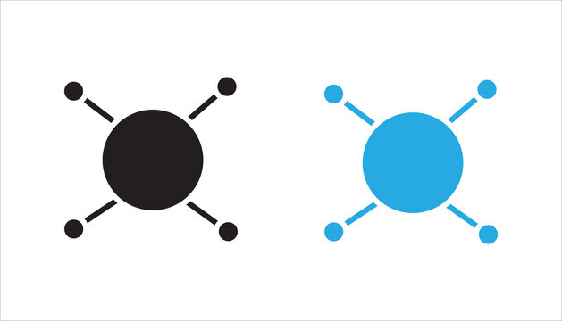 Outline icon of a central network hub with connected nodes representing communication, networking, data sharing, and connectivity systems.