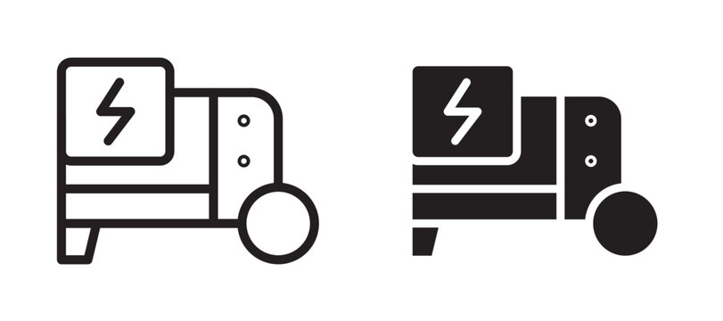 Electric generator icon In Flat and stroke Style Vector For App, UI, Websites. Black Vector Illustration.