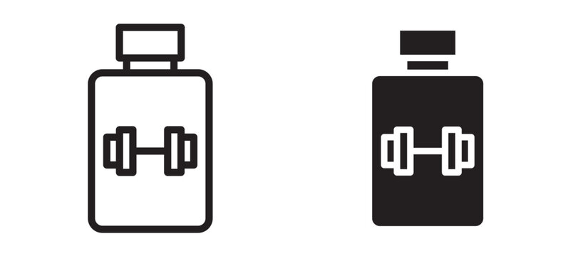 Fitness supplement icon In Flat and stroke Style Vector For App, UI, Websites. Black Vector Illustration.