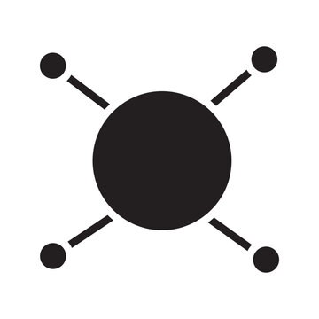 Outline icon of a central network hub with connected nodes representing communication, networking, data sharing, and connectivity systems.