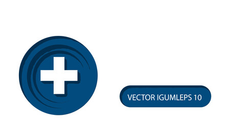 Fototapeta premium Blue Plus Sign Icon and Button with Text