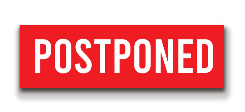 Postponed Red Status Badge Flat UI Event Update Delay Notice Schedule Change Vector Icon Alert Label
