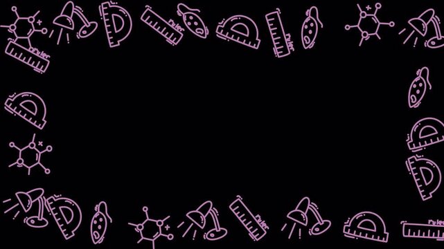 Pink Science Education Symbols Frame 4k Transparent Loop