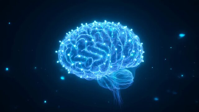 Cosmic brain silhouette in deep blue starfield