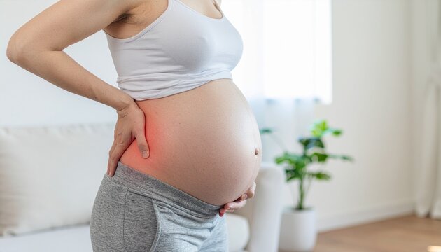 Pregnant Woman Suffering from Lower Back Pain and Spinal Strain