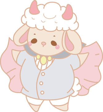 Cute sheep hand drawn emotes halloween icon