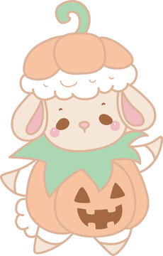 Cute sheep hand drawn emotes halloween icon