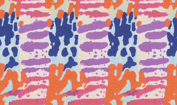 Seamless fabric pattern, watercolour print for fabric design. Minimalist style. Stripes on bright background. 