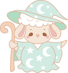 Fototapeta premium Cute sheep hand drawn emotes halloween icon