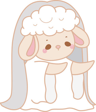 Cute sheep hand drawn emotes halloween icon