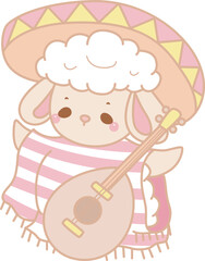 Fototapeta premium Cute sheep hand drawn emotes halloween icon