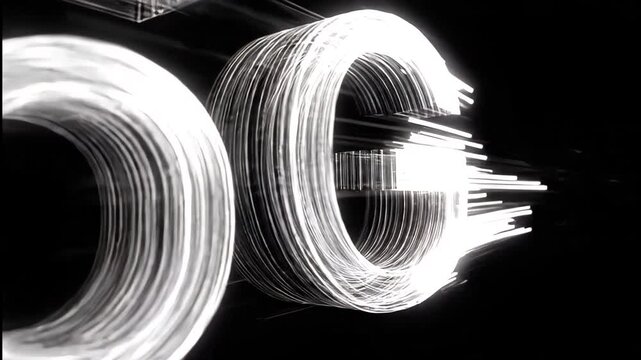 A striking image showcases the '5G' logo against a stark black background, accentuated by dynamic light trails suggesting speed and advanced technology.