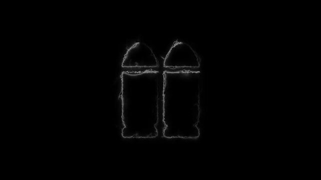 Animated glowing bullet shell casings in motion on black background, ammunition