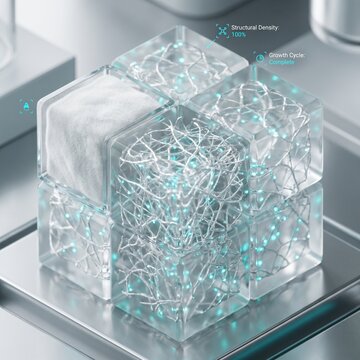 Automated Mycelium Bio-Fabrication 3D Illustration, Sustainable Mushroom Packaging Growth and Circular Manufacturing Concept 1:1