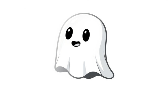 Cute cartoon ghost character with big eyes and a happy smile.