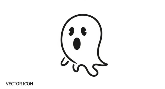 Cute cartoon ghost icon with surprised expression.