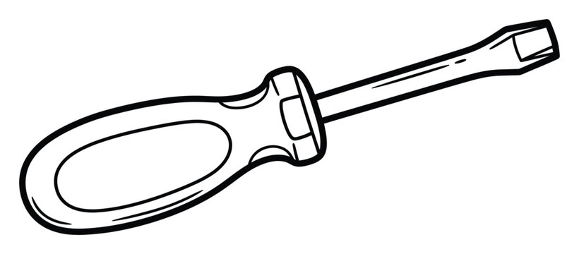 Simple outline drawing of a flathead screwdriver tool for building and repair projects