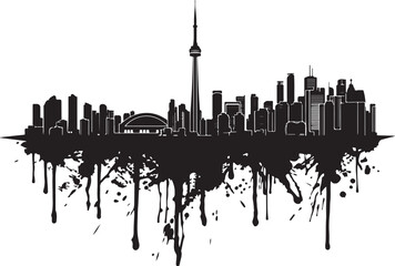 Obraz premium Toronto city skyline, black silhouette, urban landscape, vector illustration