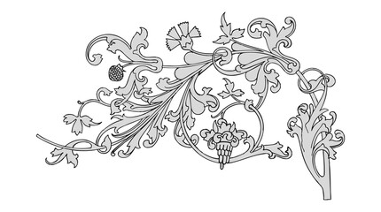 Baroque Floral Scroll Ornament Filigree Decorative Art © Elsandro
