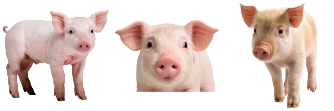 Three cute piglets on a black background