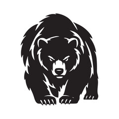 Fototapeta premium Black and white illustration of a fierce brown bear standing strong